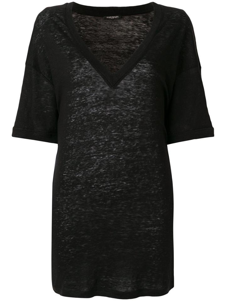 Balmain Relaxed-fit Sheer T-shirt - Black