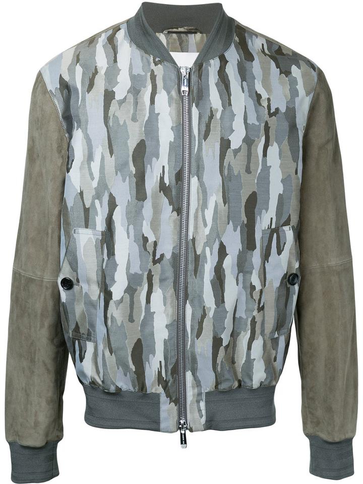 Cerruti 1881 - Camouflage Print Bomber Jacket - Men - Cotton/lamb Skin/polyamide/polyurethane - 50, Brown, Cotton/lamb Skin/polyamide/polyurethane