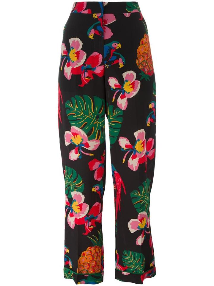 Valentino Tropical Print Trousers, Women's, Size: Medium, Silk/lyocell/spandex/elastane