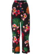 Valentino Tropical Print Trousers, Women's, Size: Medium, Silk/lyocell/spandex/elastane