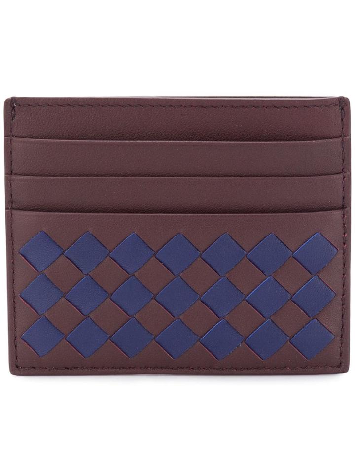 Bottega Veneta Two Tone Woven Cardholder - Brown