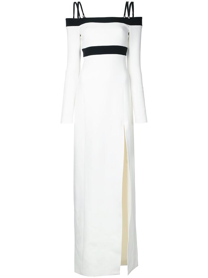 David Koma - Side Slit Off-shoulders Dress - Women - Spandex/elastane/acetate/viscose - 8, White, Spandex/elastane/acetate/viscose