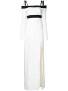 David Koma - Side Slit Off-shoulders Dress - Women - Spandex/elastane/acetate/viscose - 8, White, Spandex/elastane/acetate/viscose