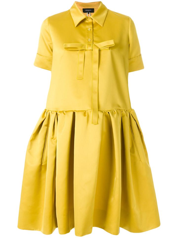 Rochas Asymmetric Bow Dress - Yellow & Orange