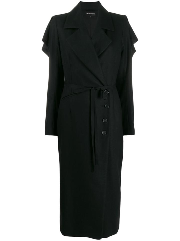 Ann Demeulemeester Draped Ruffle Coat - Black