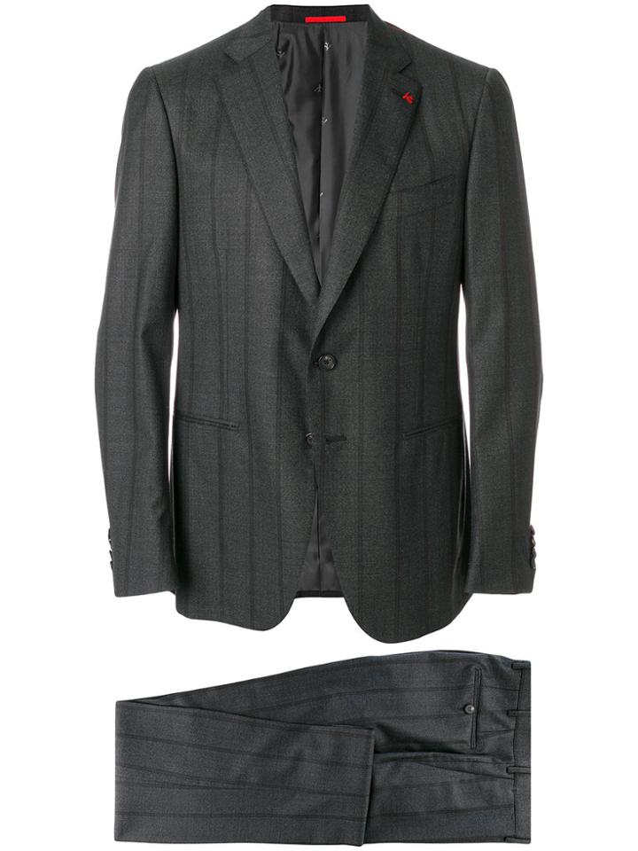 Isaia Striped Formal Suit - Grey