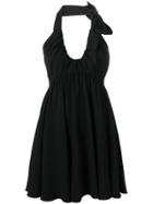 No21 Ruched-neck Mini Dress - Black