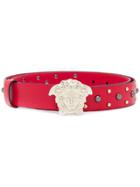 Versace Studded Medusa Belt - Red