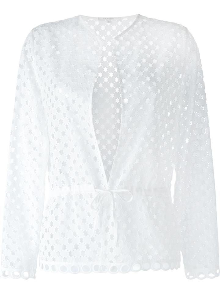 Carven Broderie Anglaise Tie Waist Top - White