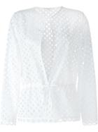 Carven Broderie Anglaise Tie Waist Top - White