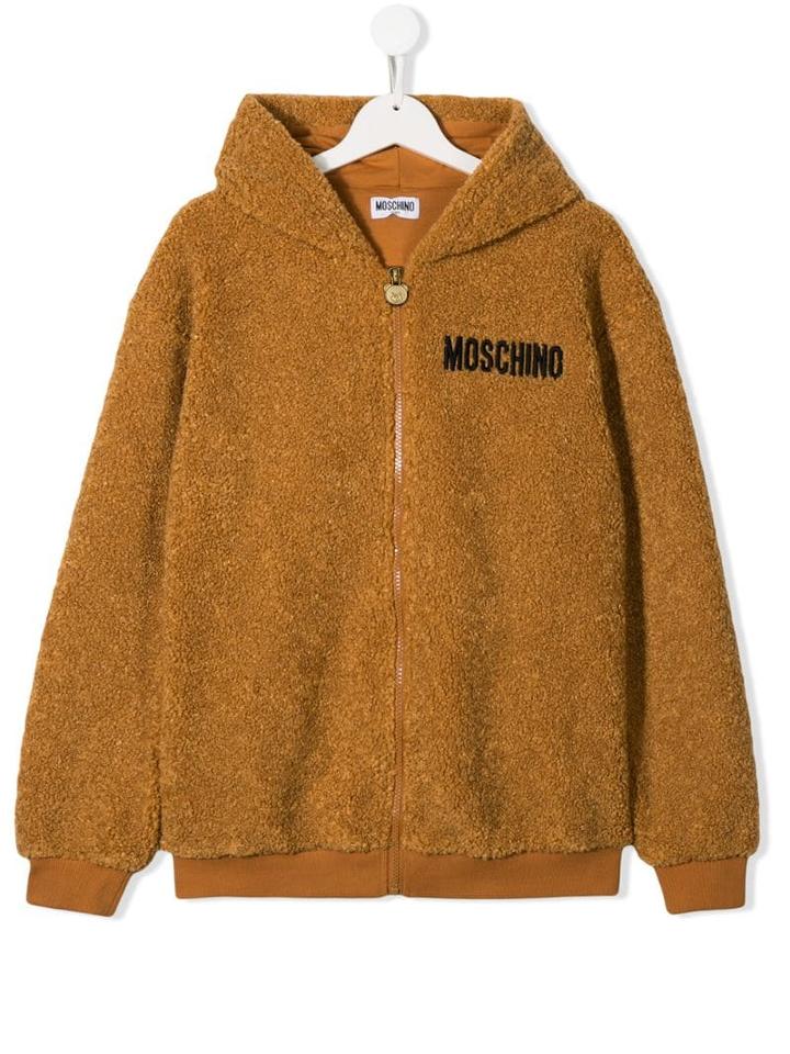 Moschino Kids Teen Teddy Bear Hood Jacket - Brown