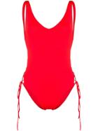 Sian Swimwear Lace-up Swimsuit - Red