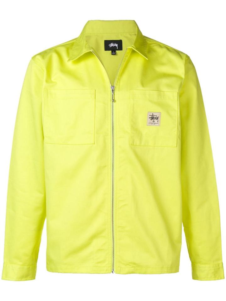 Stussy Zip-up Boxy Shirt - Yellow & Orange