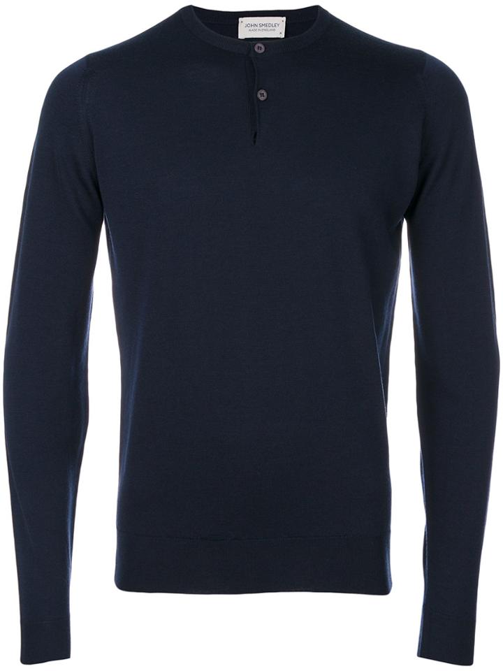 John Smedley Henley Jumper - Blue