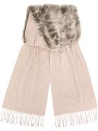 N.peal Fur Panelled Cashmere Scarf - Nude & Neutrals
