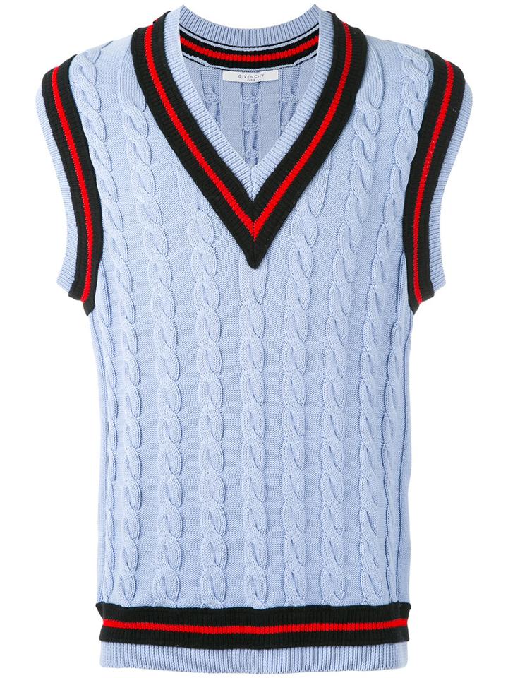 Givenchy - Cable Knit Sleeveless Jumper - Men - Cotton/polyester/wool - L, Blue, Cotton/polyester/wool