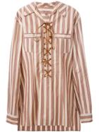 Romeo Gigli Pre-owned Lace-up Striped Tunic Shirt - Neutrals