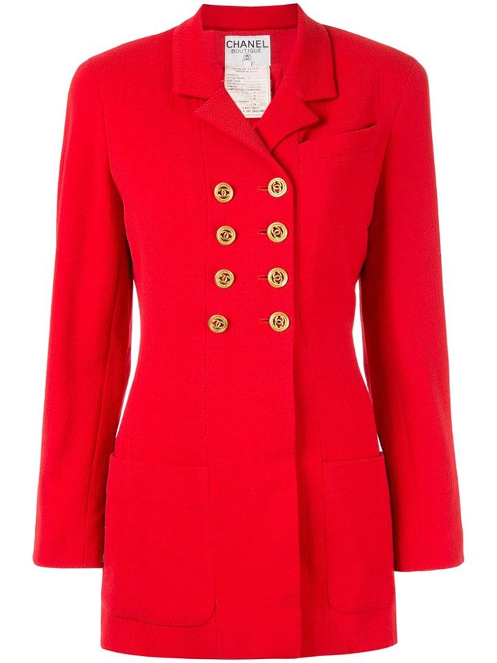 Chanel Vintage Cc Logo Jacket - Red
