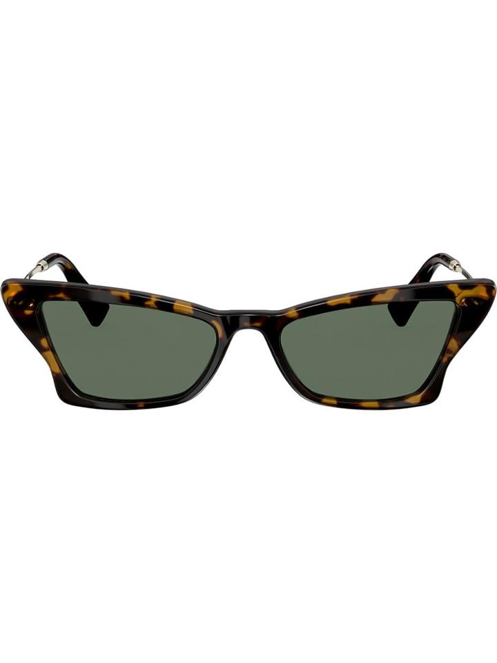 Valentino Eyewear Geometric Slim Cat Eye Frame Sunglasses - Brown