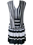 Msgm V Neck Striped Dress - Black