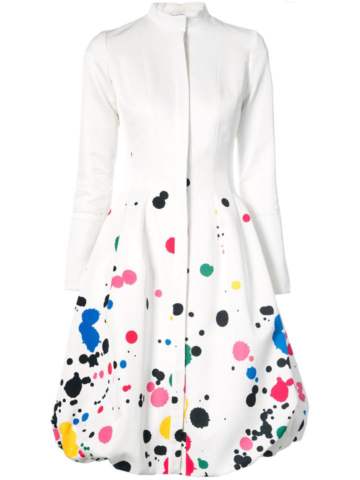 Oscar De La Renta Paint Splattered Shirt Dress - White