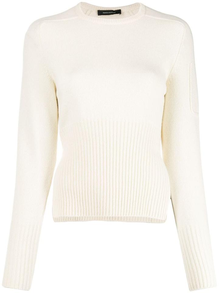Cédric Charlier Side-slit Ribbed-panels Jumper - Neutrals