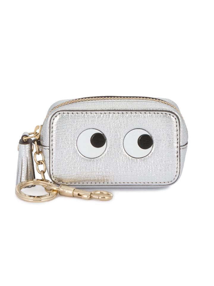 Anya Hindmarch Silver Leather Eyes Coin Purse - Grey