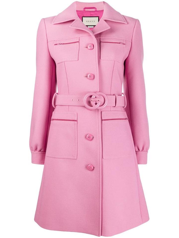 Gucci Interlocking G Belted Coat - Pink
