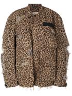 R13 - Shredded Trim Leopard Print Jacket - Women - Cotton - S, Brown, Cotton