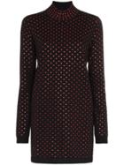 Adam Selman Turtle Neck Heart Embellished Mini Dress - Black