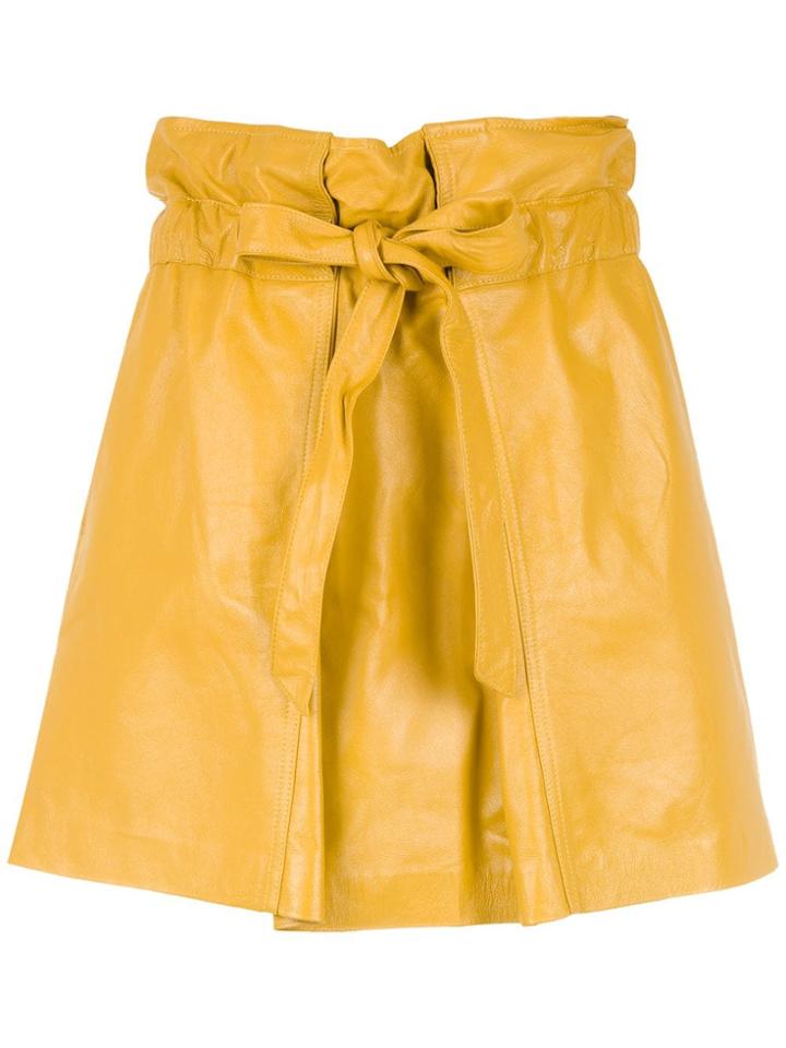 Andrea Bogosian Belted Leather Skirt - Yellow