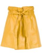 Andrea Bogosian Belted Leather Skirt - Yellow
