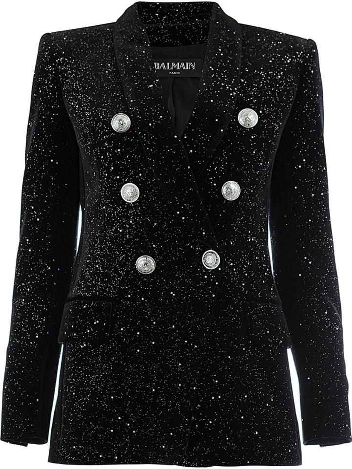 Balmain Embossed Button Blazer - Black
