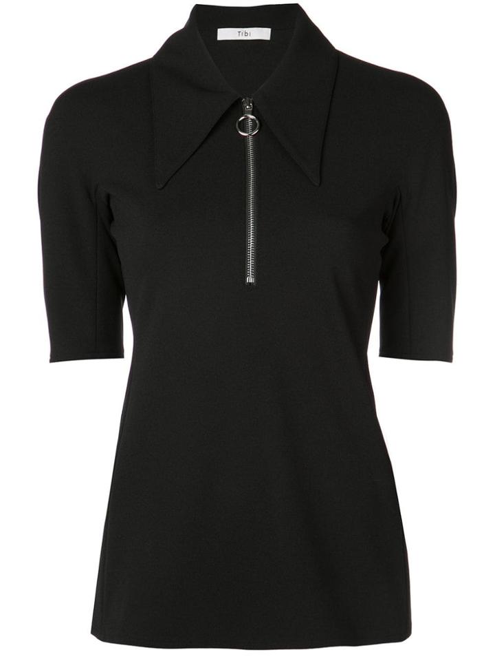 Tibi Knitted Zip-up Top - Black