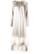 Alison Brett Trapeze Feather-embellished Dress - Gold