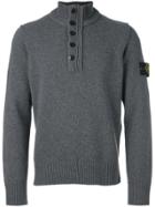 Stone Island Zipped Buttoned Pullover - Grey