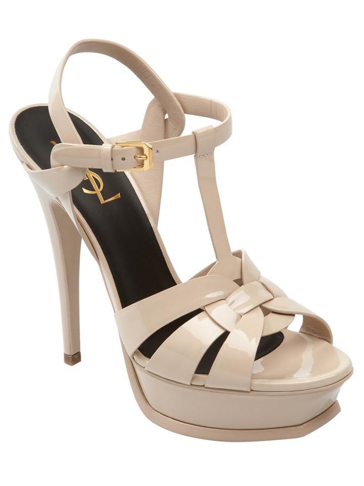 Saint Laurent Tribute Sandals, Women's, Size: 40, Nude/neutrals, Leather