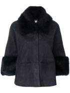 Desa Collection Cropped Shearling Jacket - Blue