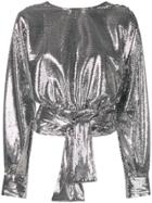 Msgm Open Back Sequined Top - Silver