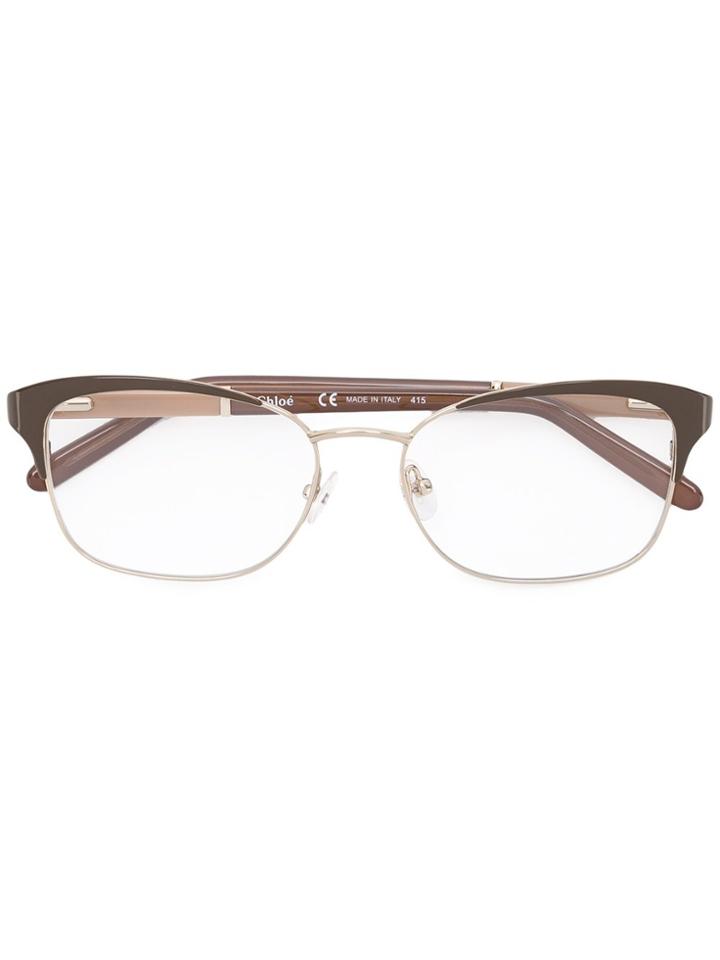 Chloé Eyewear Rectangular Frame Glasses - Nude & Neutrals