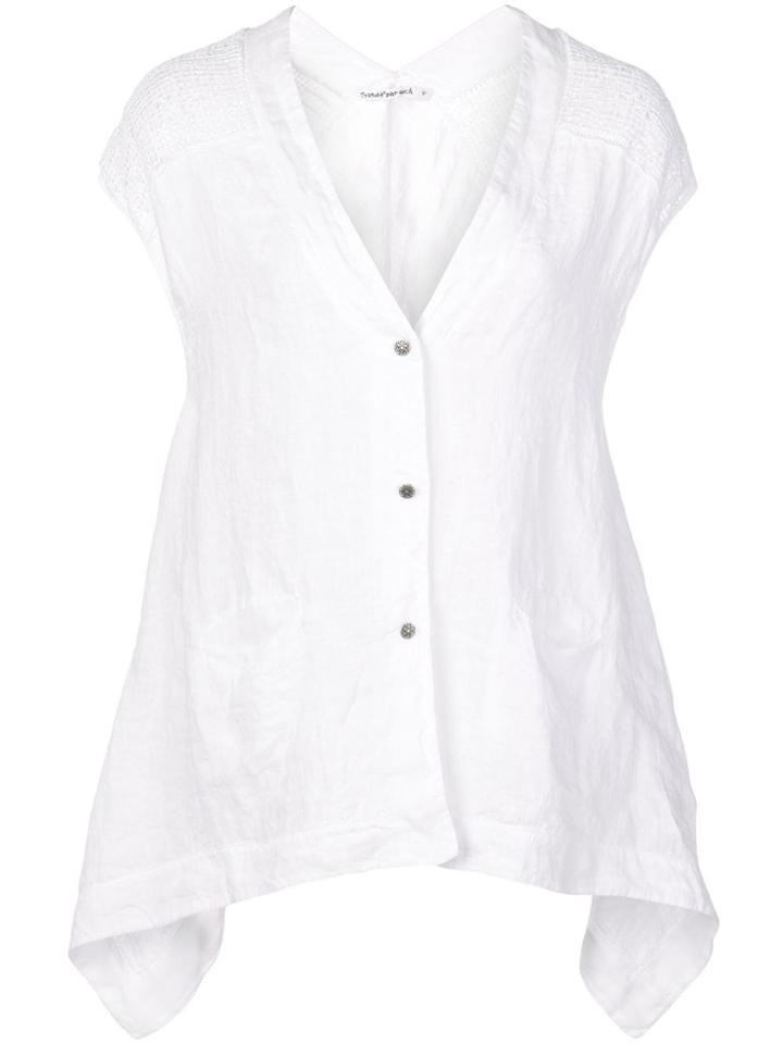 Transit Sheer Panel Button-up Shirt - White