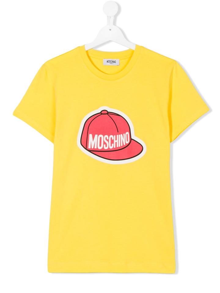 Moschino Kids Logo Hat Print T-shirt - Yellow & Orange