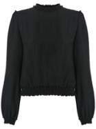Talie Nk Ruched Details Blouse, Women's, Size: 36, Black, Viscose/virgin Wool