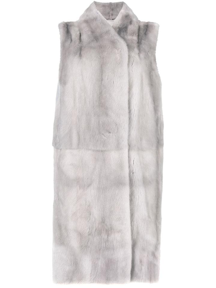 N.peal Longline Gilet Coat - Grey