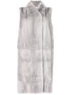 N.peal Longline Gilet Coat - Grey