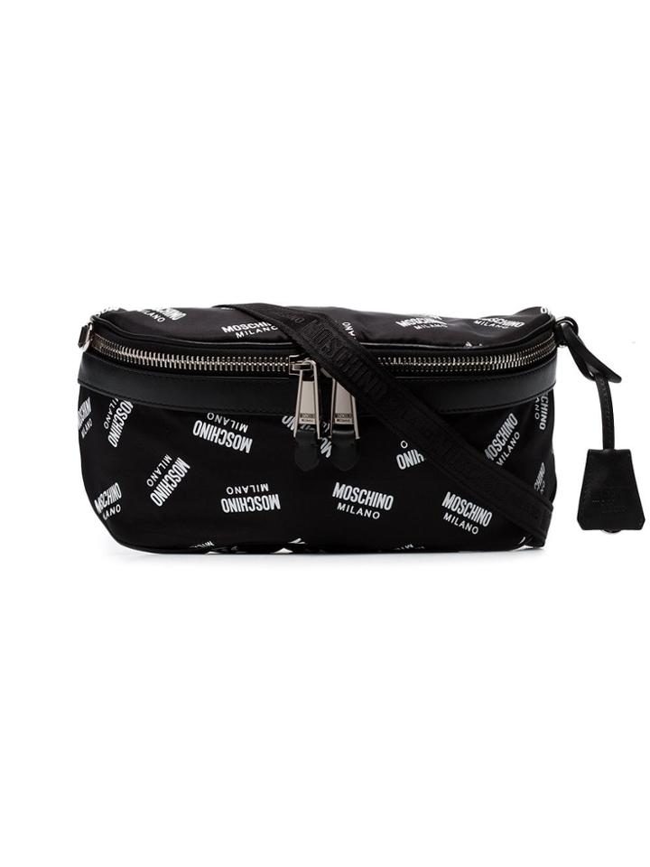 Moschino Black And White Logo Print Cross Body Bag