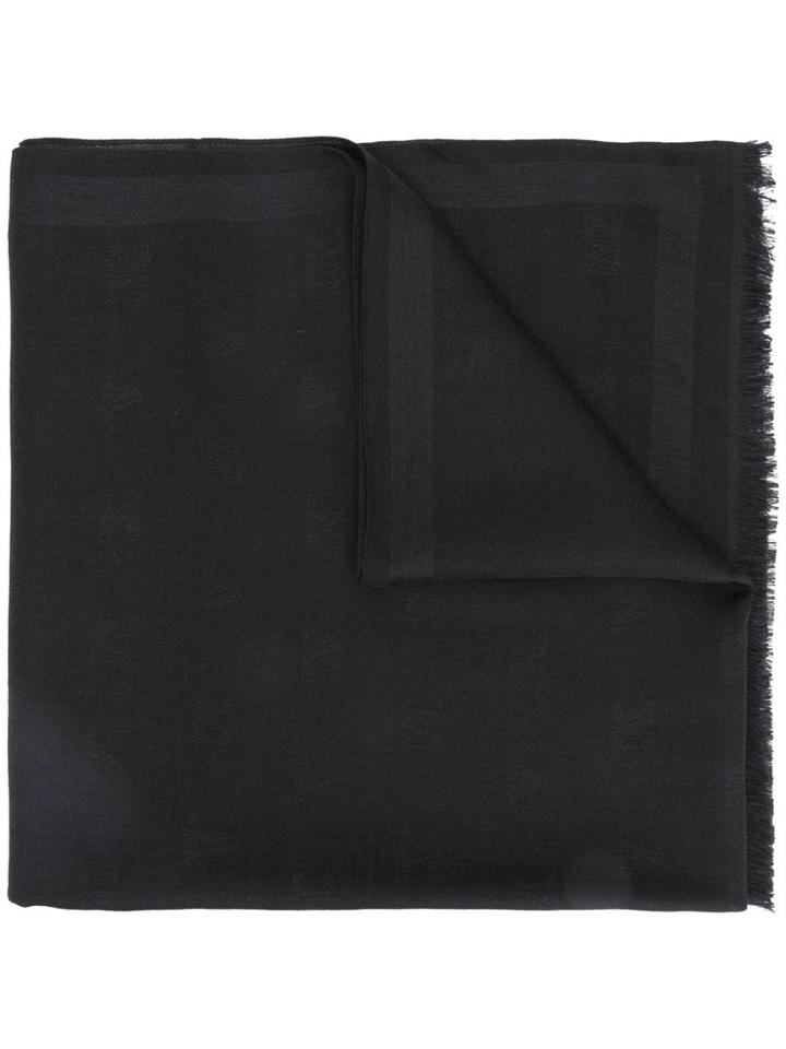 Max Mara Embroidered Fringe Scarf - Black