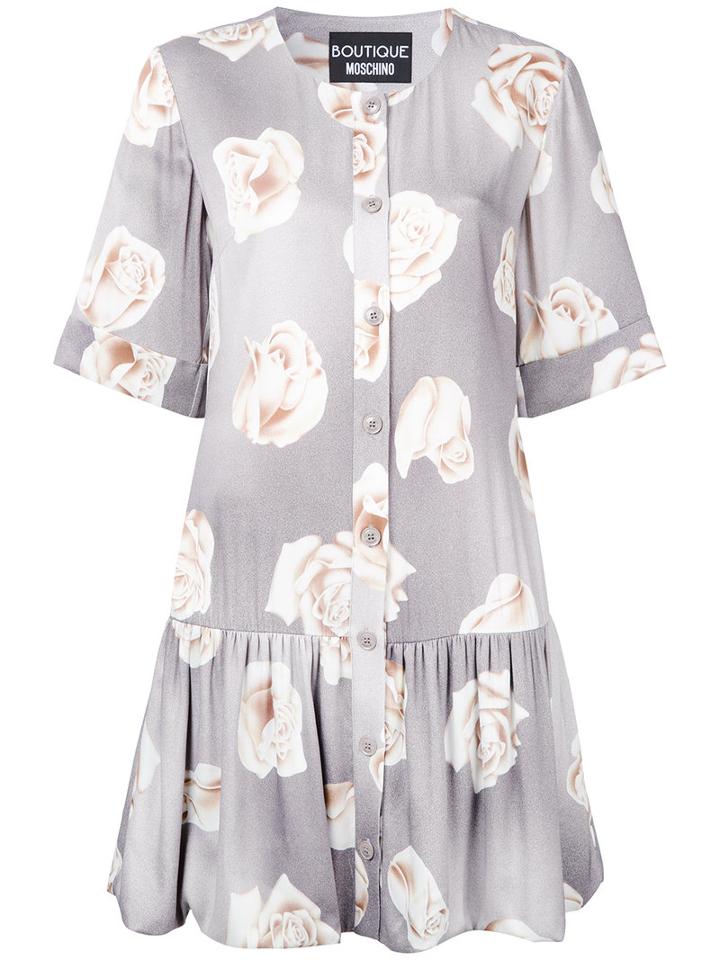 Boutique Moschino - Floral Print Dress - Women - Rayon - 46, Grey, Rayon