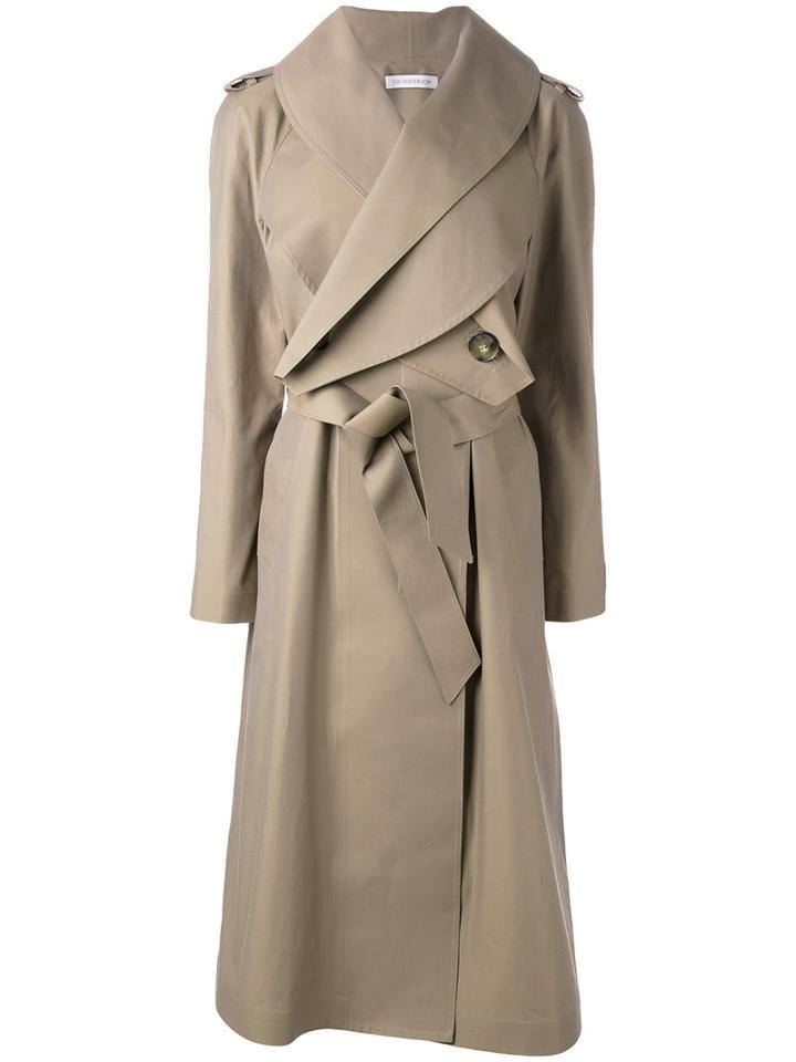 J.w.anderson Long Belted Coat, Women's, Size: 8, Nude/neutrals, Cotton/polyamide