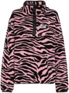 Ashley Williams Juju Tiger Print Button-neck Fleece - Pink